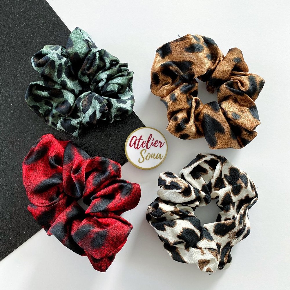 Animal Print Scrunchies - Set of 4